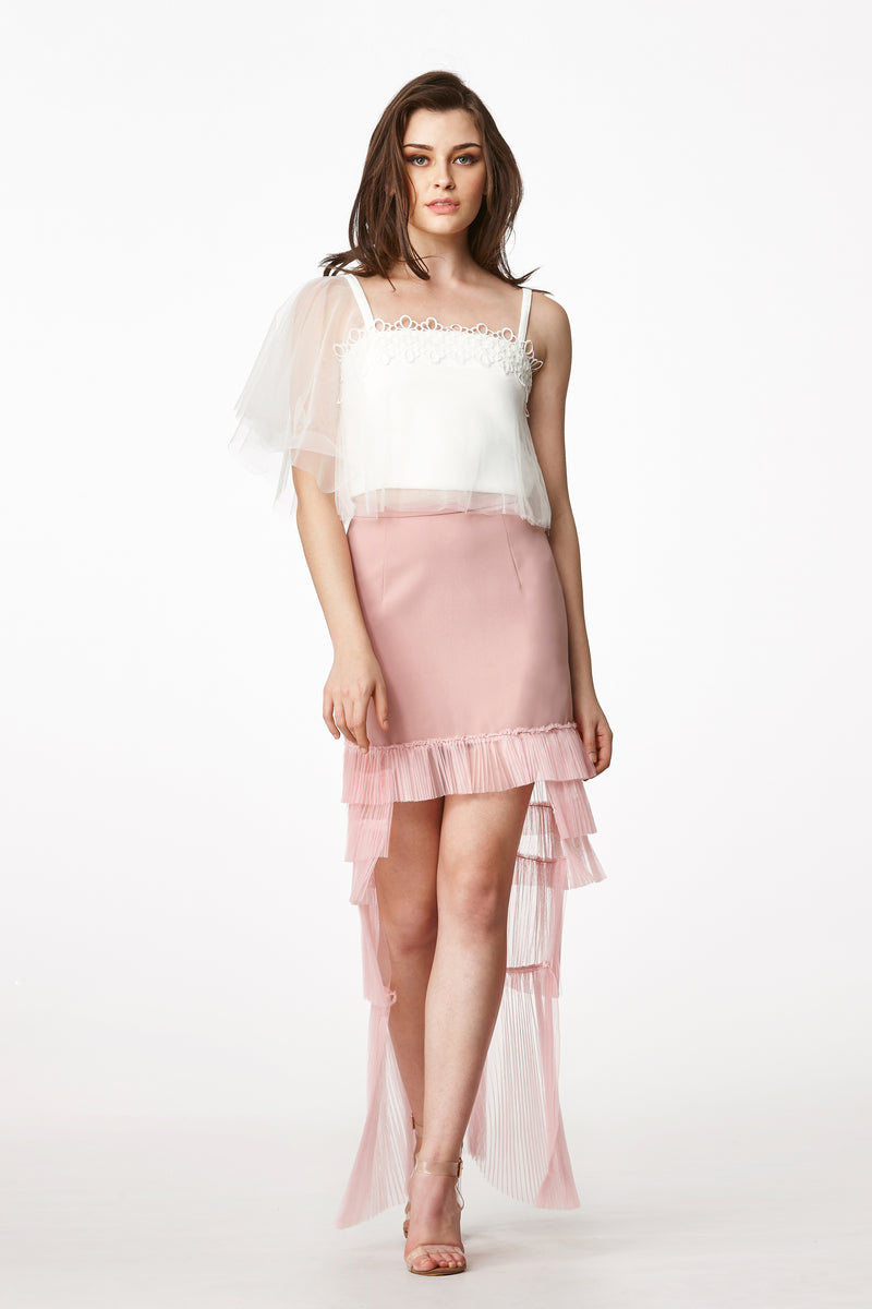 MOS Hi-low Net Skirt - Pink Flare