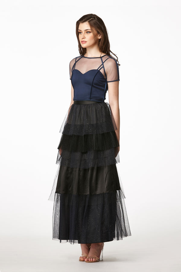 MOS Layered Net Skirt - Black