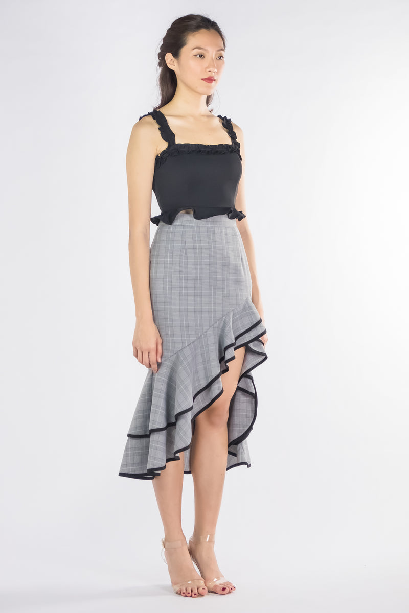 LNR'19 Asymmetrical Ruffle Hem Skirt - Gray