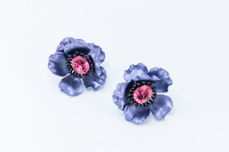 Flower Earrings - Purple