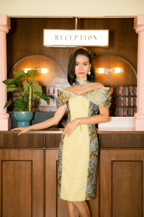 "1960" The Collection Liz Taylor Qipao - Yellow