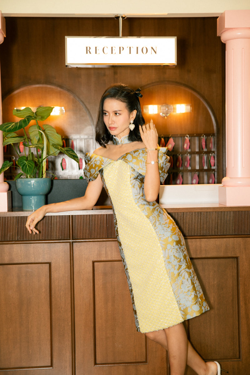 "1960" The Collection Liz Taylor Qipao - Yellow