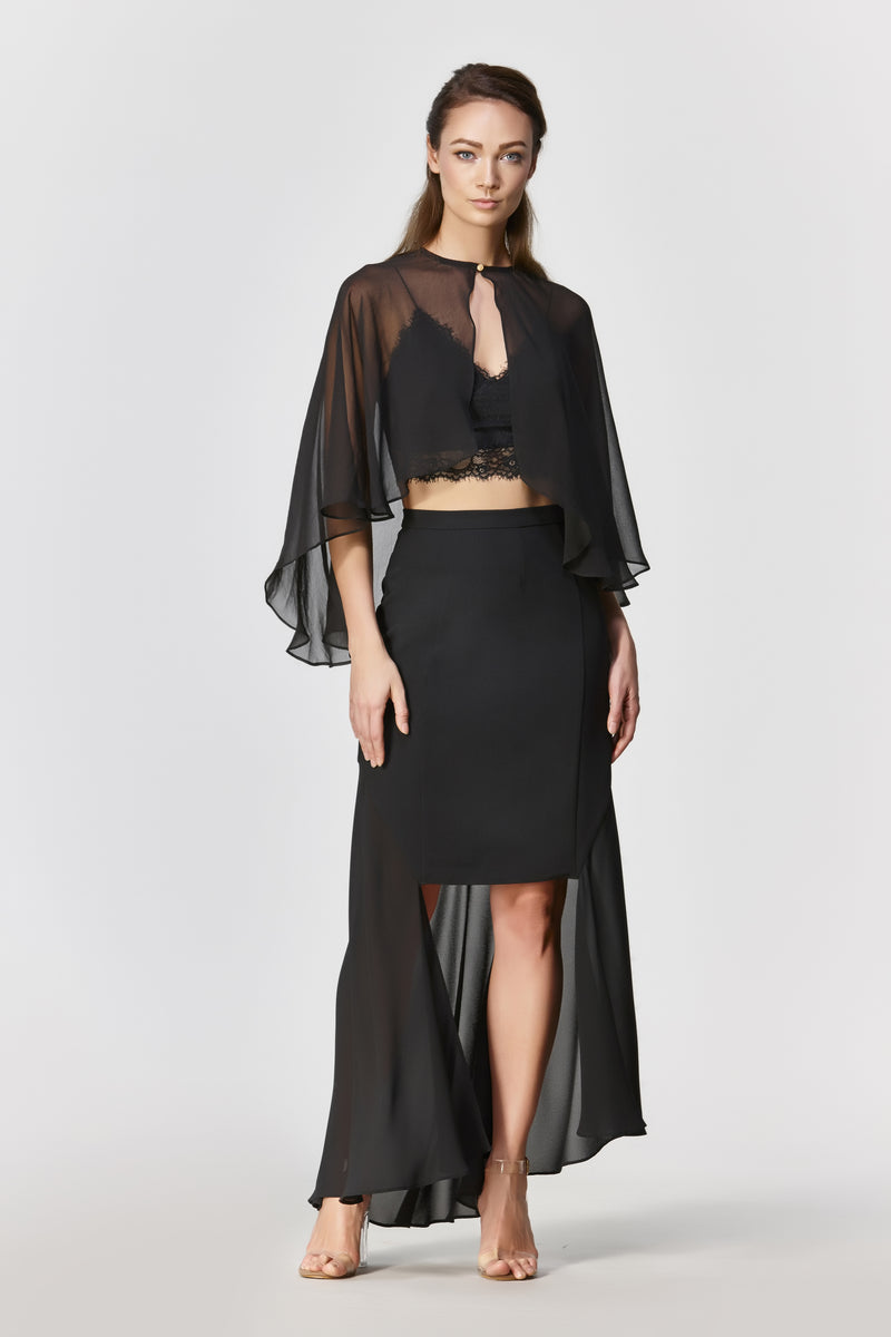 Dawn Asymmetrical Skirt - Black