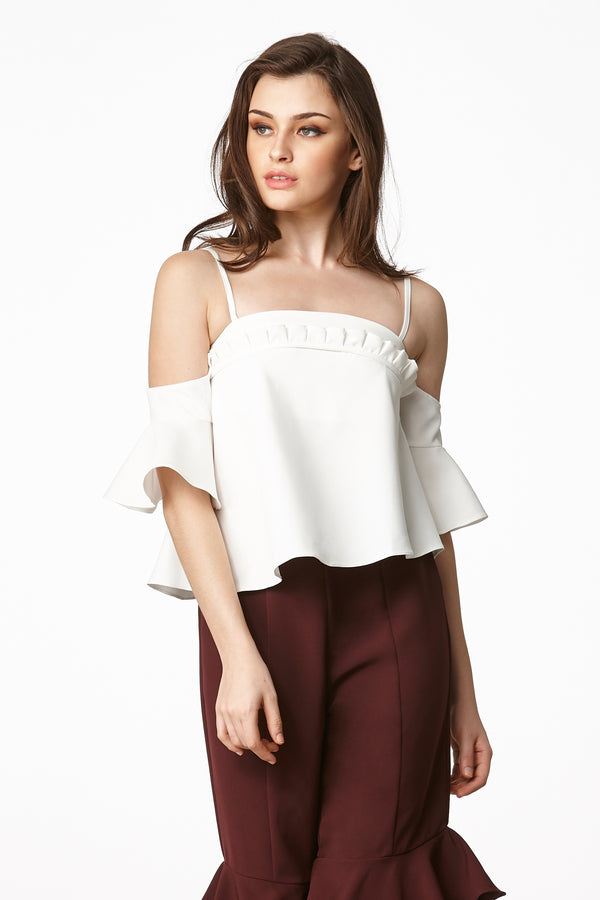 MOS NOW Cold Shoulder Top - White
