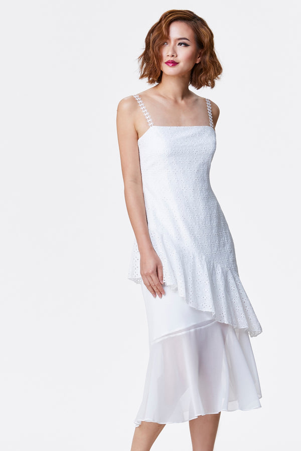 JÙ 聚/剧 Tiered Dress - White