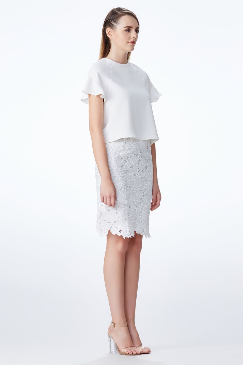 SS'18 NOW Frill Sleeve Loose Top - White