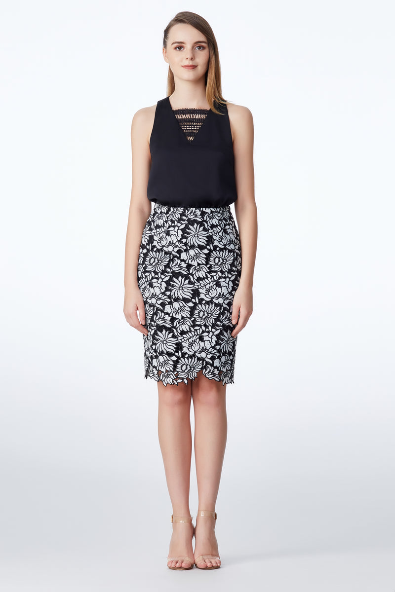 SS'18 Lace Pencil Skirt - Black/White