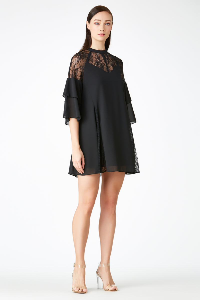 SS'18 Tiered Sleeve Shift Dress - Black