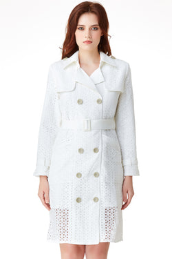 AW'18 Embroidered Trench Coat - White