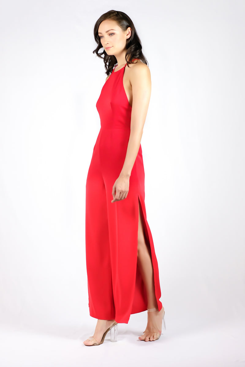 AW'18 Bare Back Jumpsuit - Hot Red