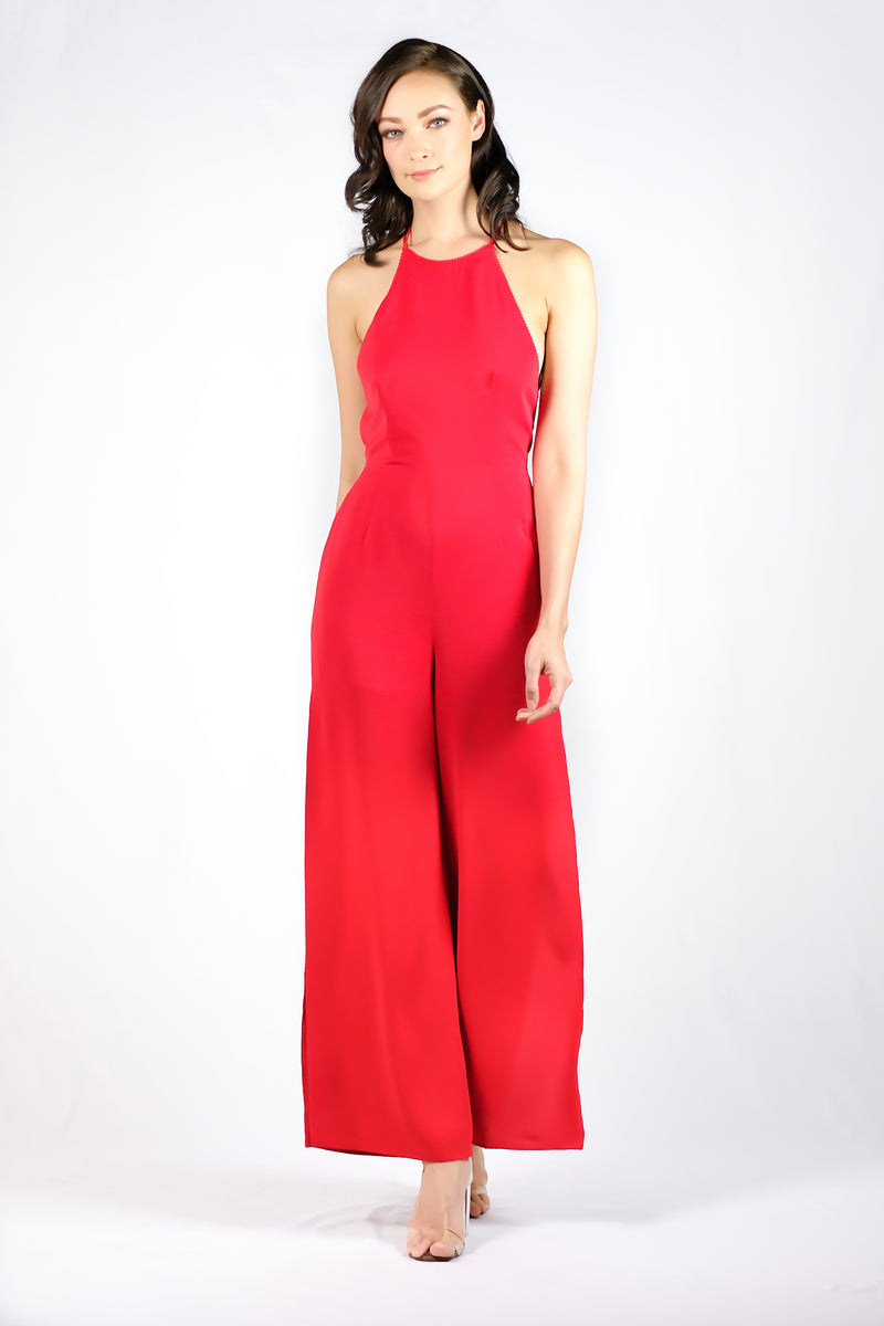 AW'18 Bare Back Jumpsuit - Hot Red