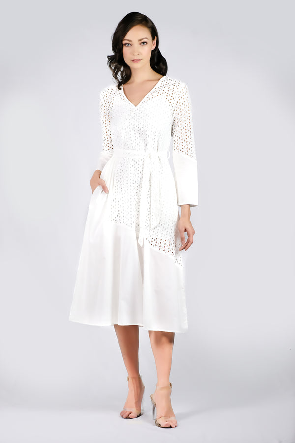 AW'18 Long Sleeve Lace Maxi Dress - White