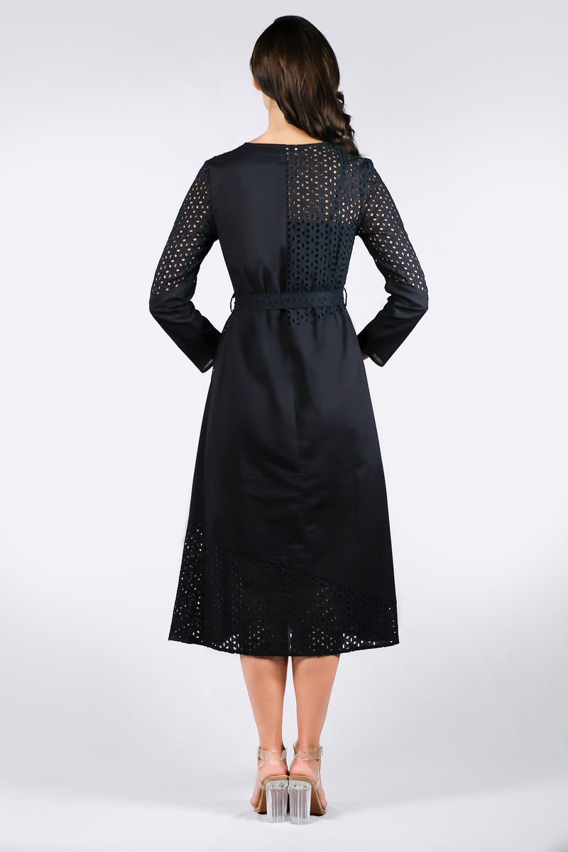 AW'18 Long Sleeve Lace Maxi Dress - Black