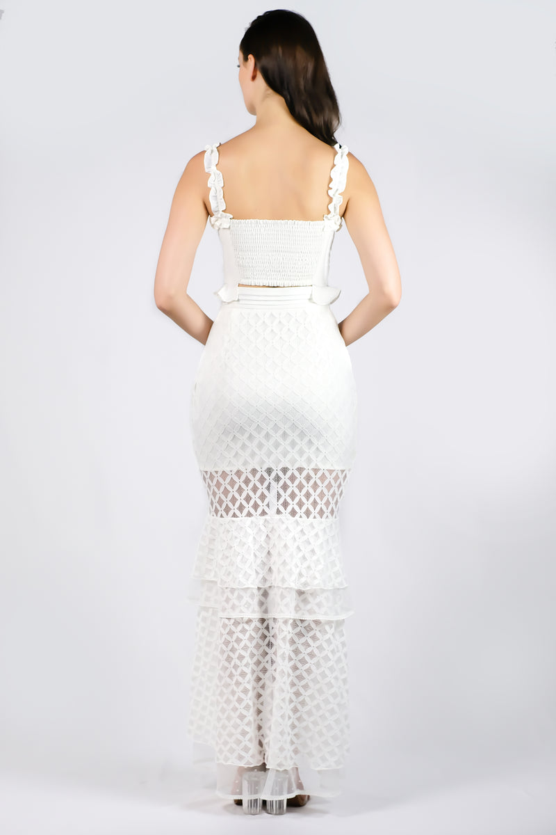AW'18 Lace Mermaid Maxi Skirt - White
