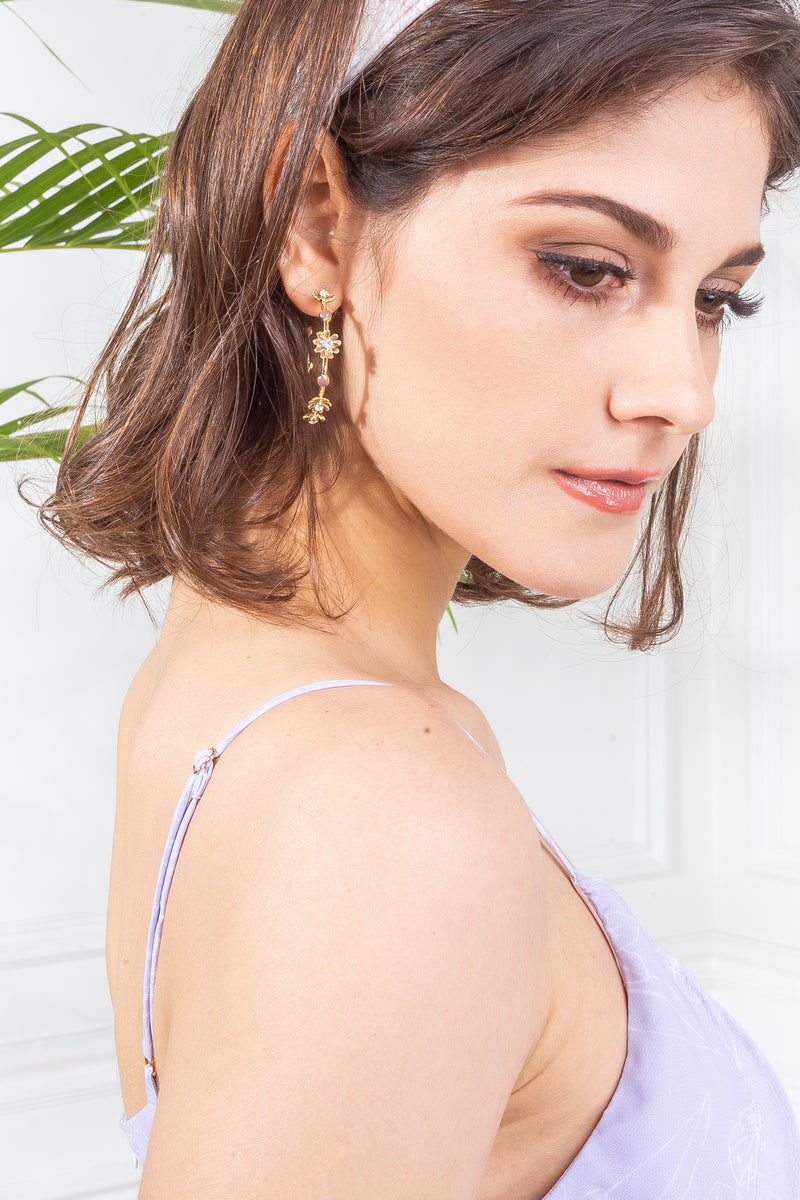 Daisy Hoop Gold Tone Earrings
