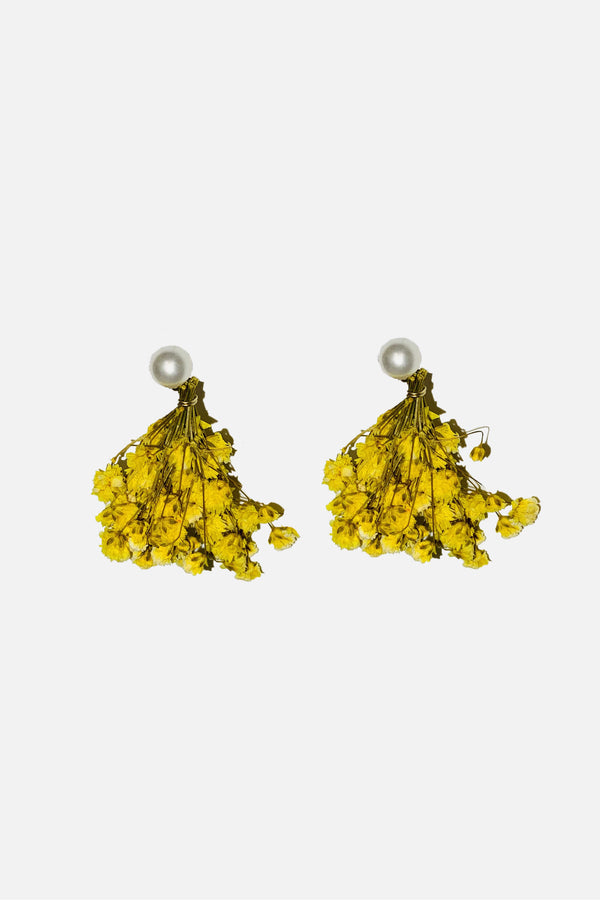 Secret Garden Preserved Real Flower Earrings - Yellow