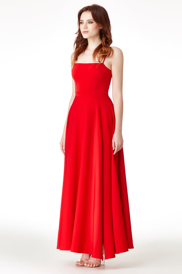 AW'18 Evening Slit Dress - Hot Red