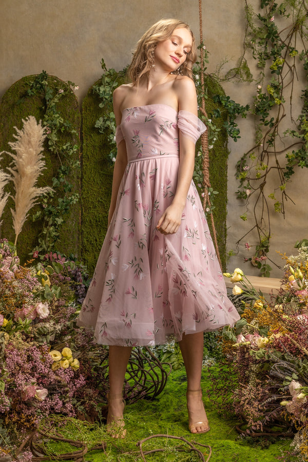 SS'19 Embroidered Tulle Dress - Pink