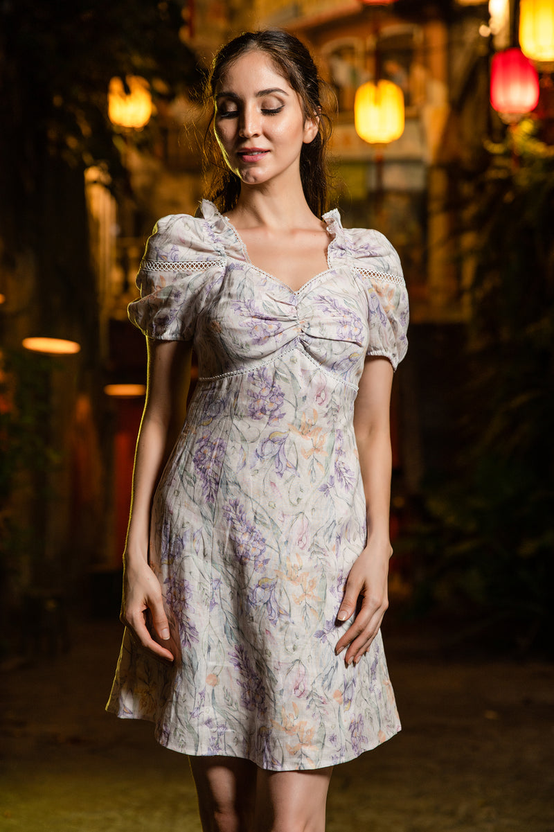 LNR'21 Puff sleeve midi dress - Beige