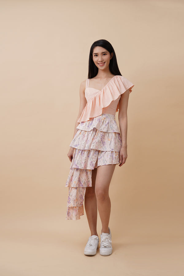 Asymmetrical tiered skirt - Beige