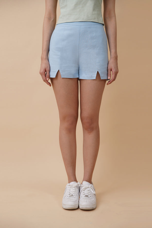 Front Slit Shorts - Blue