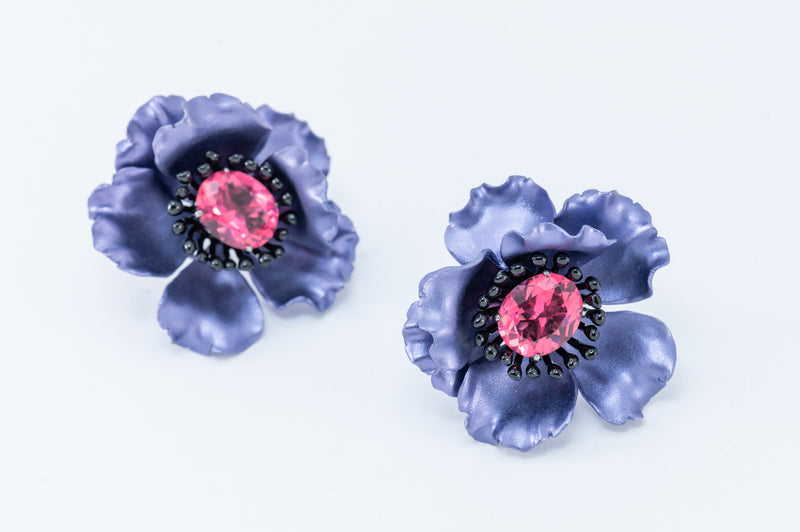 Flower Earrings - Purple