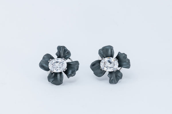 Flower Earrings - Black
