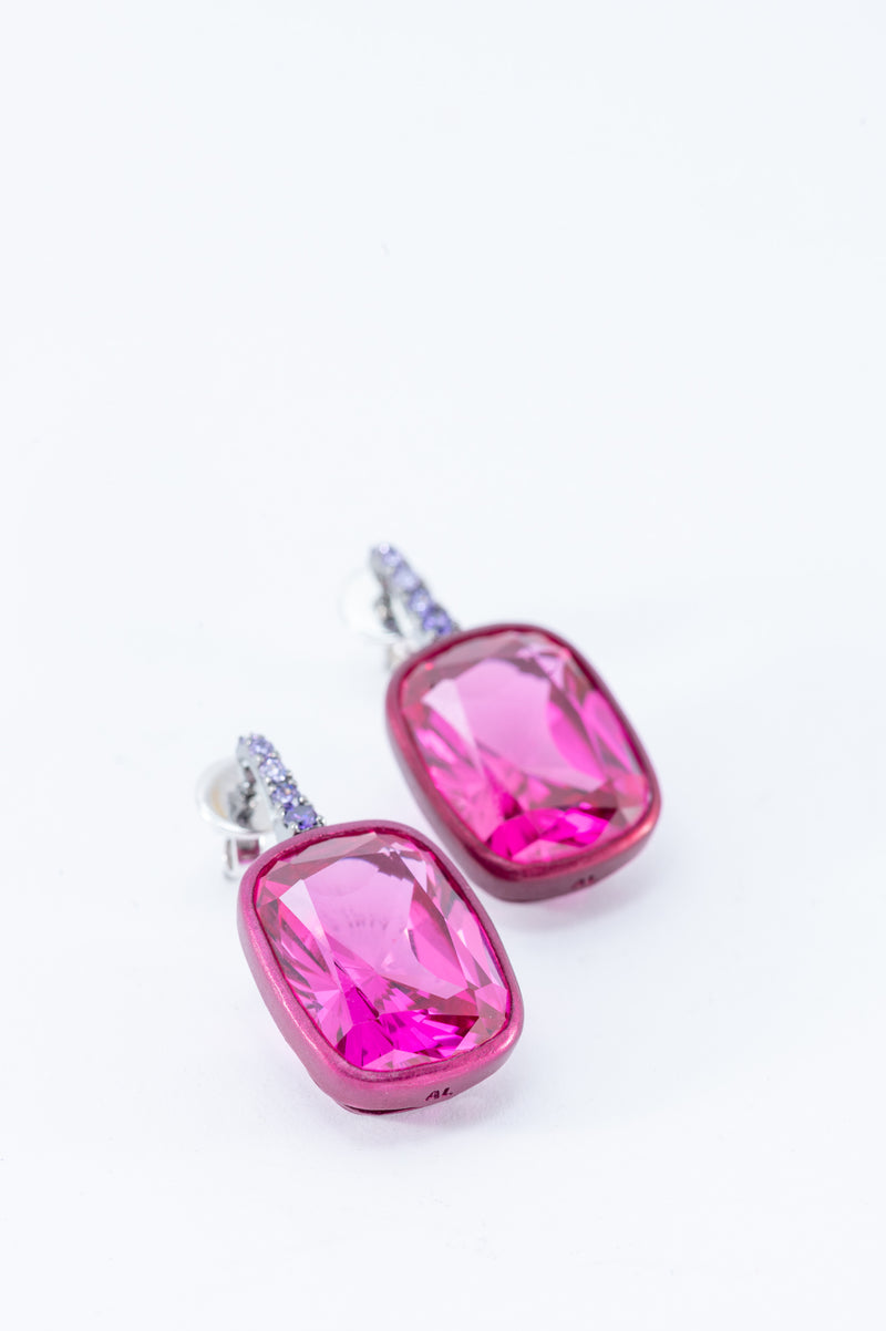 Cushion Drops Earrings - Pink