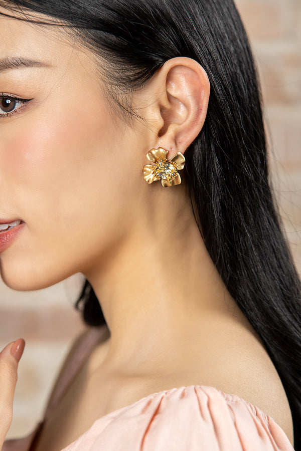Flower Earrings - Gold